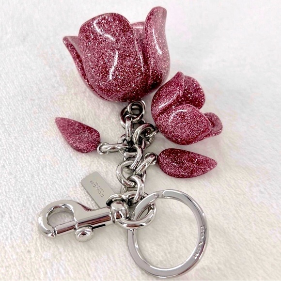 Coach Glitter Tea Rose Resin keychain/Bag charm - Picture 5 of 8